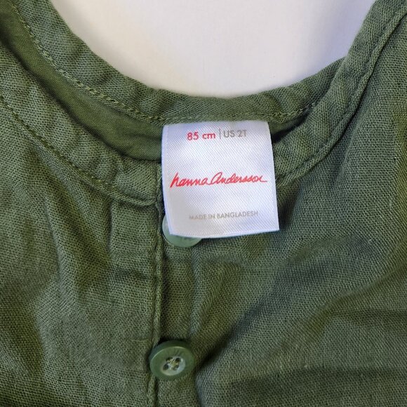 Hanna Andersson Green Muslin Cotton Romper sz 85 cm 2T - Picture 7 of 9